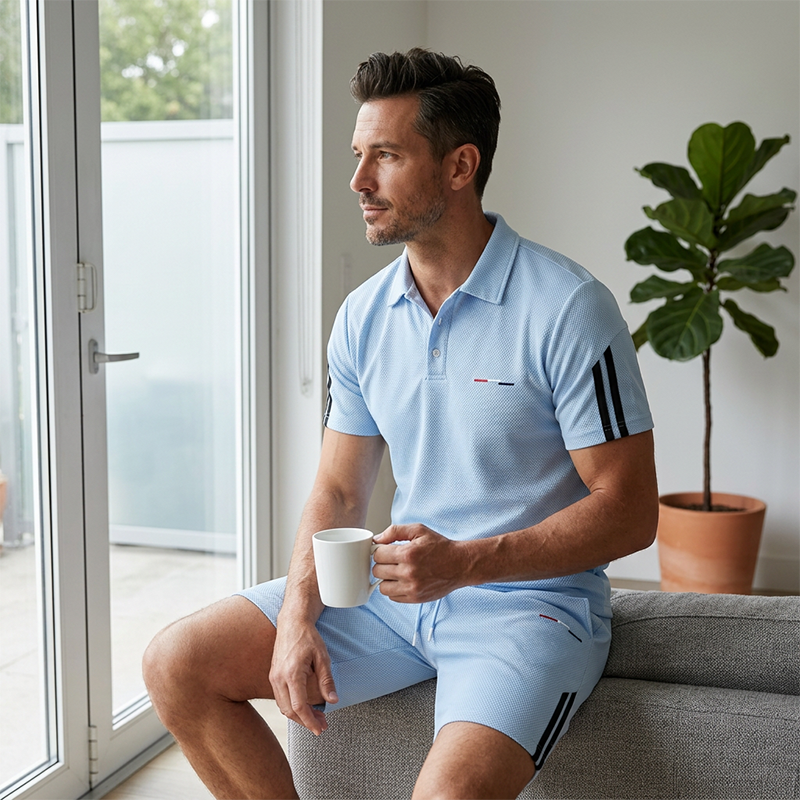 🏆 50 % DE RÉDUCTION EN CE MOMENT ! 🔥 Ensemble short et t-shirt à manches courtes décontracté pour homme
