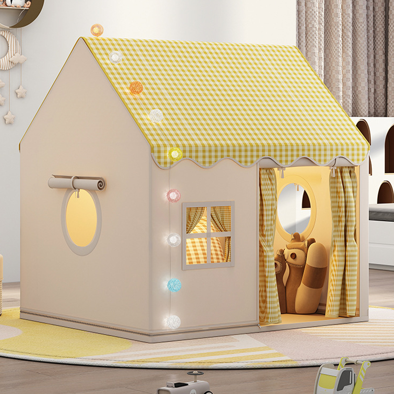 🏰Tente Jeu Enfants Château – Spacieuse Facile Montage Secondes, Tissu Respirant Intérieur Extérieur Toutes Saisons, Stimule Imagination Créativité Jeu Symbolique · Gris Rose Jaune ✨