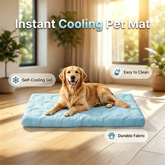 🐾 PROMO -50%✨Tapis Rafraîchissant Instantané pour Animaux de Compagnie – Tissu Anti-Rayures Sécuritaire Non Toxique, Nettoyage Facile, Sommeil Profond Confortable · Gris & Bleu · 4 Tailles 🔥