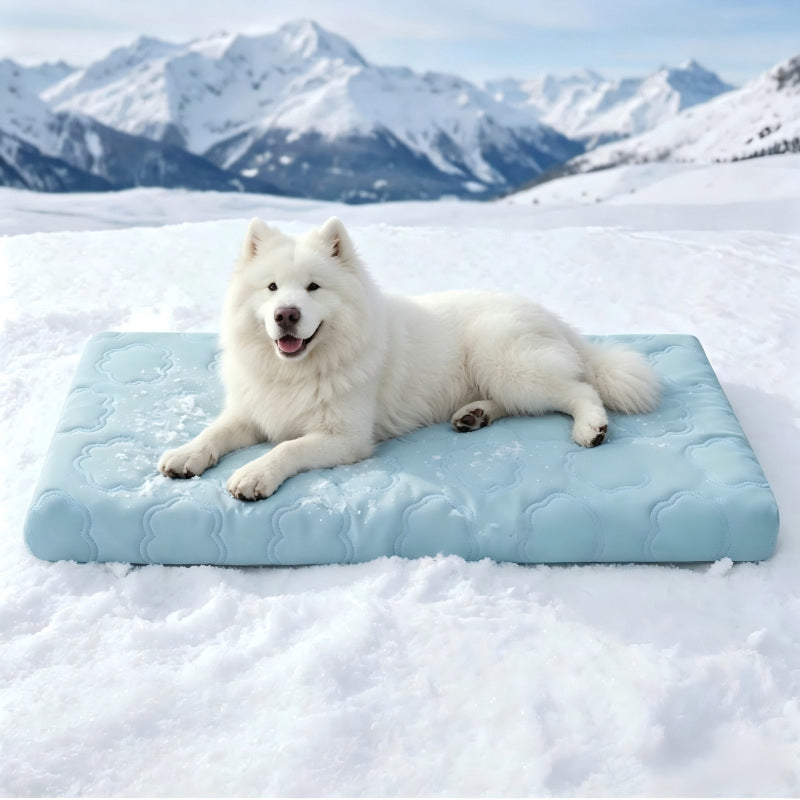 🐾 PROMO -50%✨Tapis Rafraîchissant Instantané pour Animaux de Compagnie – Tissu Anti-Rayures Sécuritaire Non Toxique, Nettoyage Facile, Sommeil Profond Confortable · Gris & Bleu · 4 Tailles 🔥