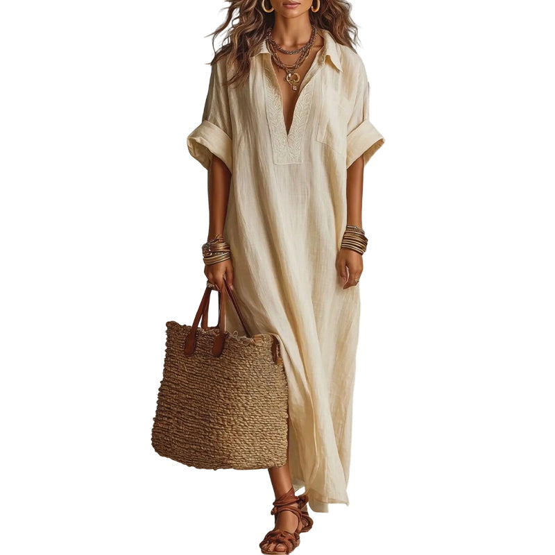 🔥🌿 PROMO MI-SAISON -50% JUSQU'À ÉPUISEMENT ! Robe Maxi Unie Femme – Coupe Fluide Minimaliste, 8 Coloris, Tailles S-2XL, Lavable Machine, Idéale Quotidien & Sorties ✨