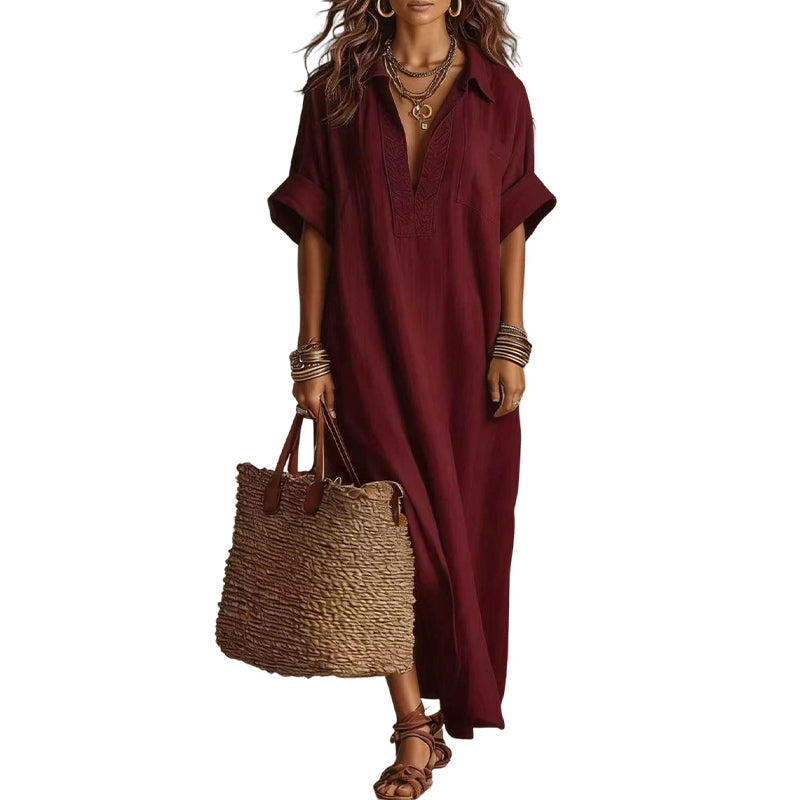 🔥🌿 PROMO MI-SAISON -50% JUSQU'À ÉPUISEMENT ! Robe Maxi Unie Femme – Coupe Fluide Minimaliste, 8 Coloris, Tailles S-2XL, Lavable Machine, Idéale Quotidien & Sorties ✨