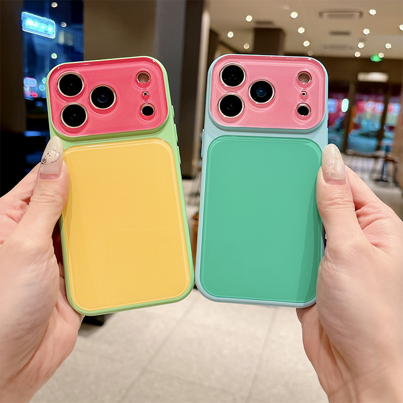 Coque de Téléphone Acrylique Dopamine à Blocs de Couleurs Contrastantes