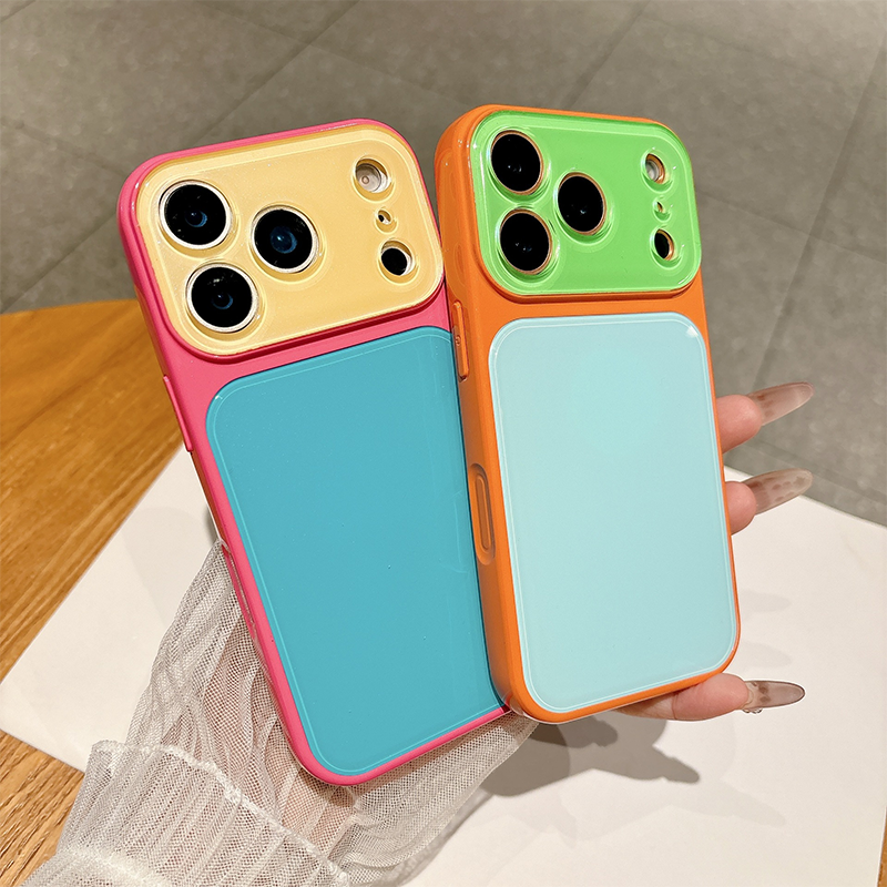 Coque de Téléphone Acrylique Dopamine à Blocs de Couleurs Contrastantes