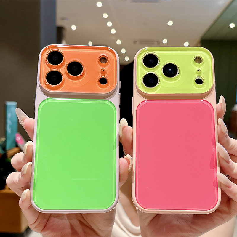 Coque de Téléphone Acrylique Dopamine à Blocs de Couleurs Contrastantes