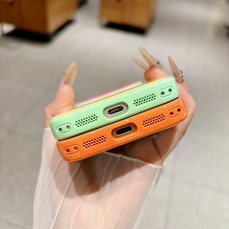 Coque de Téléphone Acrylique Dopamine à Blocs de Couleurs Contrastantes