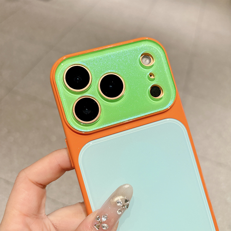 Coque de Téléphone Acrylique Dopamine à Blocs de Couleurs Contrastantes