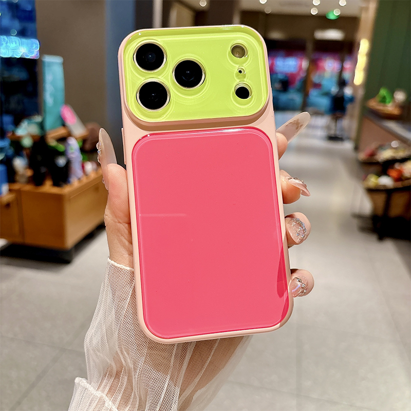 Coque de Téléphone Acrylique Dopamine à Blocs de Couleurs Contrastantes