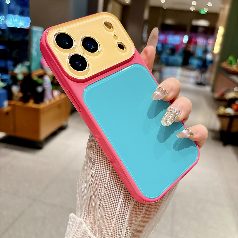 Coque de Téléphone Acrylique Dopamine à Blocs de Couleurs Contrastantes
