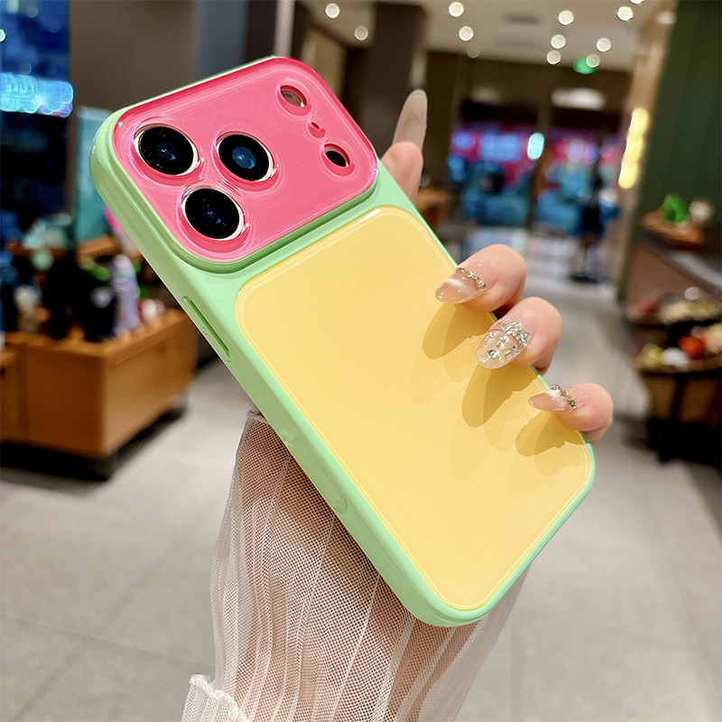 Coque de Téléphone Acrylique Dopamine à Blocs de Couleurs Contrastantes