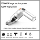🚗 Aspirateur Voiture Sans Fil – Aspiration 10000Pa, Léger 400g & Batterie 4000mAh – 30 Min d’Autonomie – Parfait pour Voiture, Maison et Bureau 💨✨