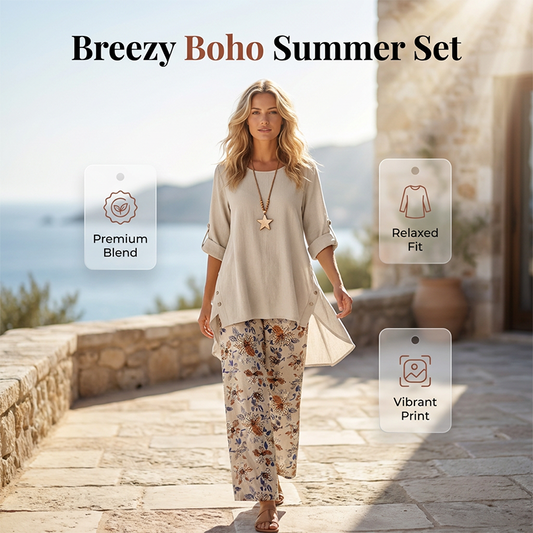👚50% DE RÉDUCTION EN CE MOMENT🌿Ensemble femme composé d'un haut à manches courtes et d'un pantalon en coton et lin – Respirant et léger – Idéal pour l'été, le bureau ou les journées décontractées – Coupe ample avec une texture naturelle🌸✨