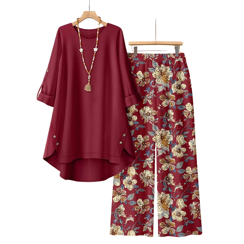 👚 52 % DE RÉDUCTION EN CE MOMENT ! 🌿 Ensemble femme composé d'un haut à manches courtes et d'un pantalon en coton et lin – Respirant et léger – Idéal pour l'été, le bureau ou les journées décontractées – Coupe ample avec une texture naturelle 🌸✨