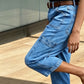 📢 PROMO FLASH 50%👖 Pantalon Jean Court Extensible Femme – Coupe Barrel Décontractée, Taille Mi-Haute, Poches Multiples, 2 Coloris, Tailles S-3XL, Idéal Quotidien ✨