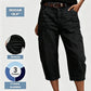 📢 PROMO FLASH 50%👖 Pantalon Jean Court Extensible Femme – Coupe Barrel Décontractée, Taille Mi-Haute, Poches Multiples, 2 Coloris, Tailles S-3XL, Idéal Quotidien ✨