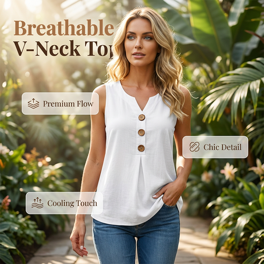 👗🌿☀️ OFFRE LIMITÉE : 50 % DE RÉDUCTION ! Débardeur sans manches en coton et lin à col V pour femme – Respirant, doux et léger – Idéal à superposer ou à porter seul par temps chaud 🌸🍃