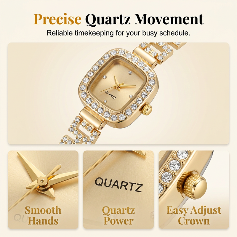⏳⌚ PROMO FLASH 50% ! Montre Bracelet Carrée à Quartz Femme – Cordon Coulissant Ajustable, Cristaux Scintillants, 9 Coloris, Idéale Bureau & Soirée ✨