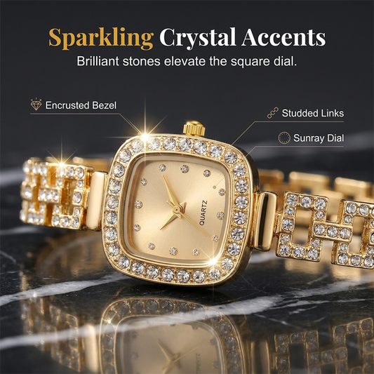 ⏳⌚ PROMO FLASH 50% ! Montre Bracelet Carrée à Quartz Femme – Cordon Coulissant Ajustable, Cristaux Scintillants, 9 Coloris, Idéale Bureau & Soirée ✨
