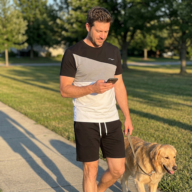 📢📢50% OFF !! ⏰Men Color-Block T-Shirt and Shorts Set