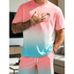 📢📢 -50% !! ⏰ Ensemble T-Shirt Manches Courtes et Short Dégradé Homme