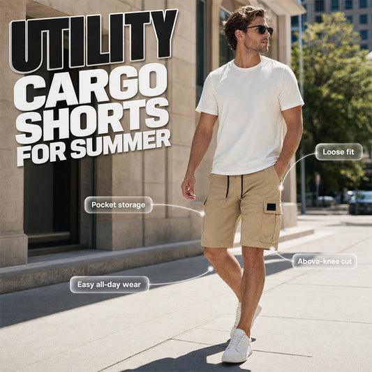 🩳 PROMO FLASH -50%☀️Short Cargo Décontracté Homme – Coupe Ample, Multi-Poches, Longueur 5/4, Tissu Mélangé, Tailles S-2XL, Idéal Été & Outdoor 🔥