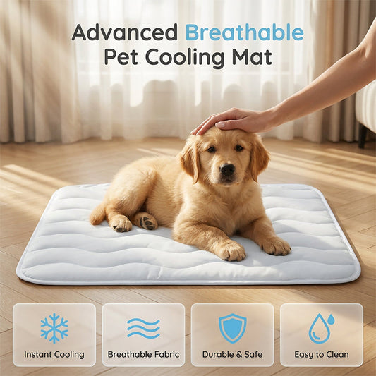 ❄️Tapis rafraîchissant en soie glacée pour animaux – Coussin rafraîchissant d'été pour chiens et chats, respirant et lavable, pour une utilisation intérieure et extérieure, léger et idéal pour les cages et les canapés