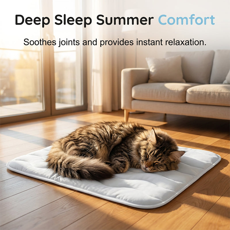 ❄️Tapis rafraîchissant en soie glacée pour animaux – Coussin rafraîchissant d'été pour chiens et chats, respirant et lavable, pour une utilisation intérieure et extérieure, léger et idéal pour les cages et les canapés