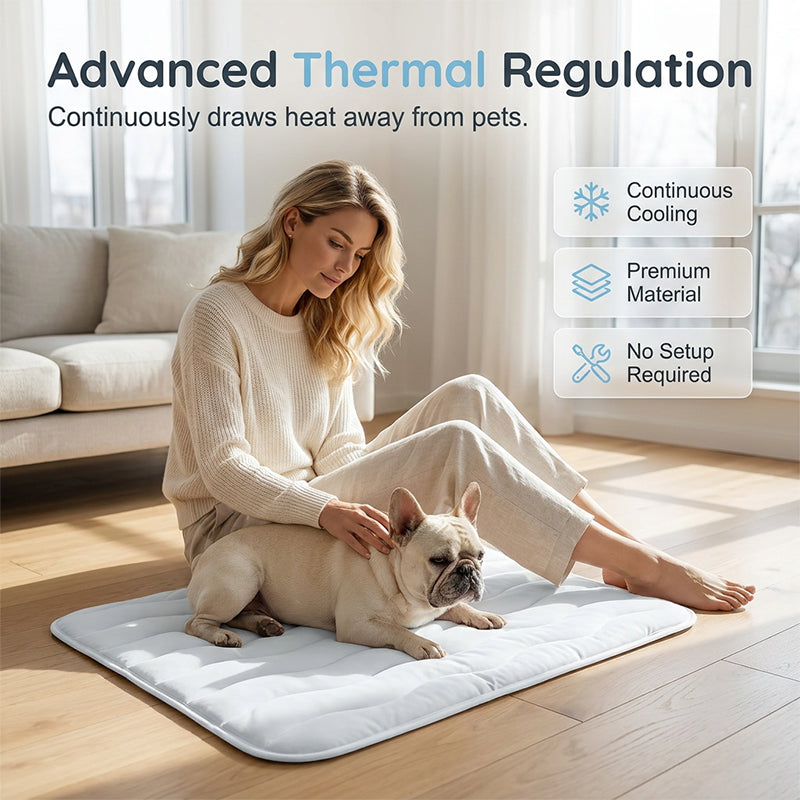 ❄️Tapis rafraîchissant en soie glacée pour animaux – Coussin rafraîchissant d'été pour chiens et chats, respirant et lavable, pour une utilisation intérieure et extérieure, léger et idéal pour les cages et les canapés