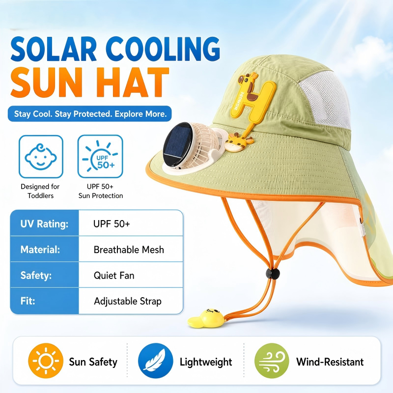 ❄️Chapeau à visière avec protection solaire et ventilateur intégré