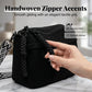 🎁2026 New Arrivals 60% OFF💥Women's Vintage Large-Capacity Crossbody Bag – Ribbed Fabric, Multi-Zip, Geometric Strap 🌿