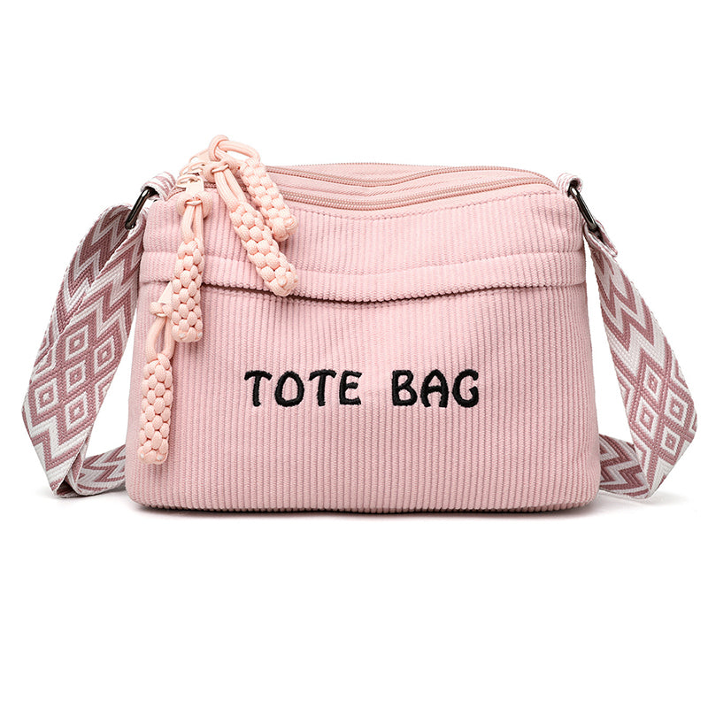 🎁2026 New Arrivals 60% OFF💥Women's Vintage Large-Capacity Crossbody Bag – Ribbed Fabric, Multi-Zip, Geometric Strap 🌿