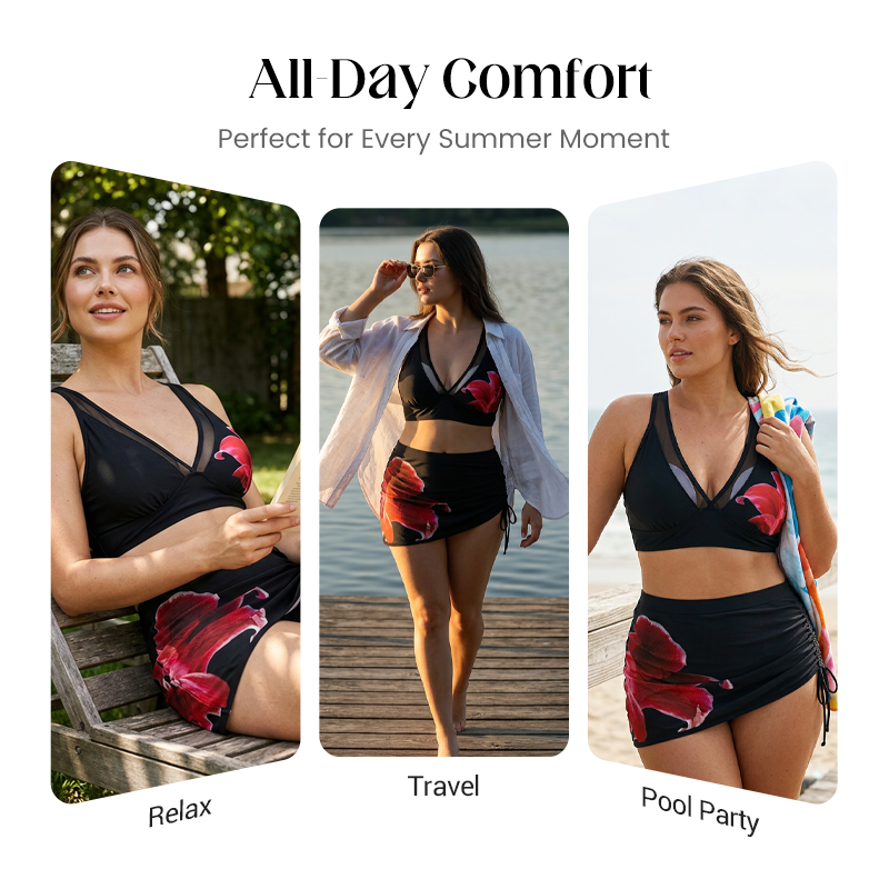 🏖️ PROMO LIMITÉE 50% DE RÉDUCTION ! 🌊 Bikini Froncé à Lacets – Soutien-Gorge Ajustable, Slip Élastique, Coupe Flatteuse ✨