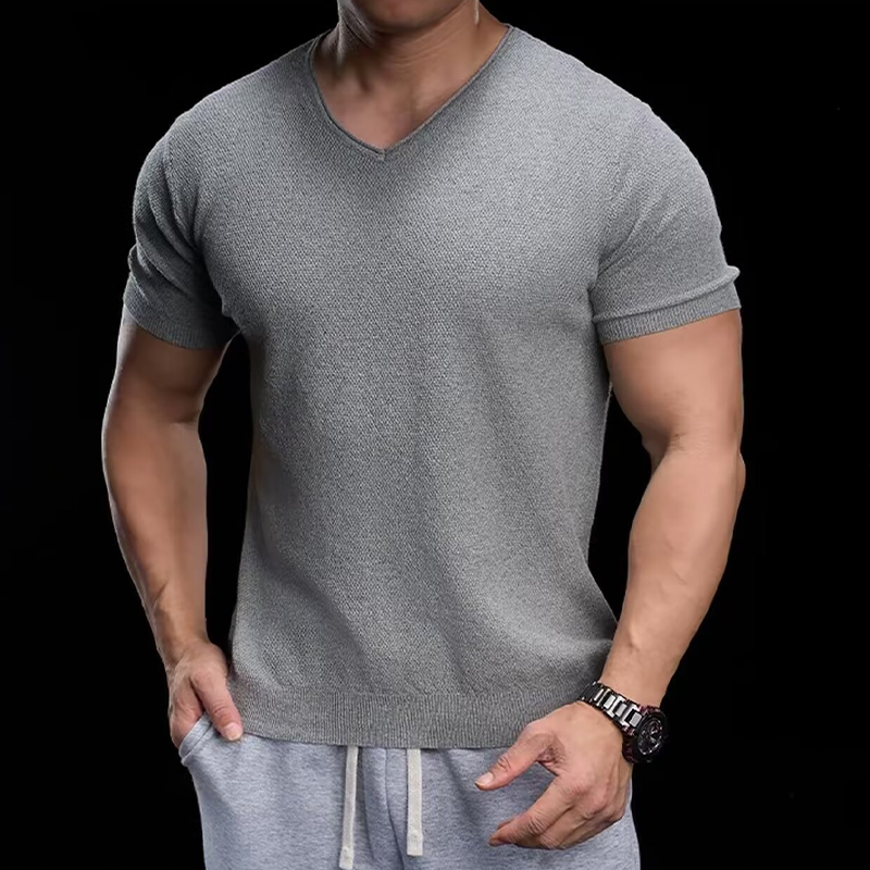 👕☀️ PROMO FLASH 50% ! T-Shirt en Maille Col V Respirant Homme – Léger, Coupe Décontractée, 4 Coloris, Tailles M-XL, Idéal Sport & Quotidien ✨