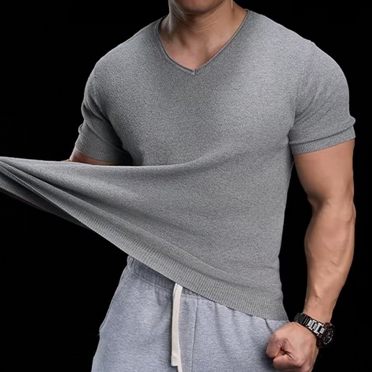 👕☀️ PROMO FLASH 50% ! T-Shirt en Maille Col V Respirant Homme – Léger, Coupe Décontractée, 4 Coloris, Tailles M-XL, Idéal Sport & Quotidien ✨