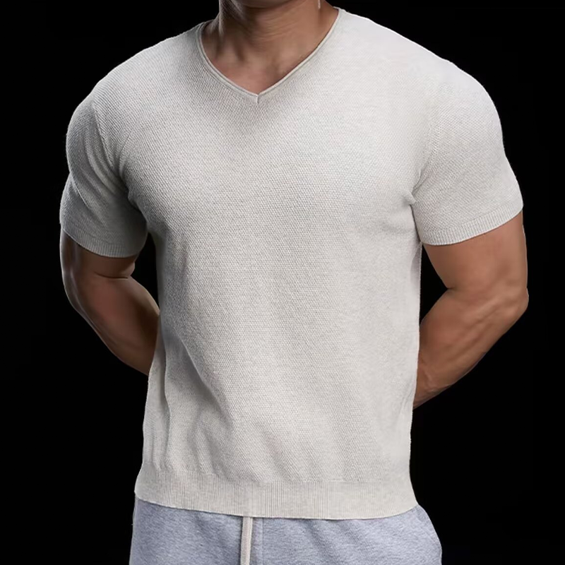 👕☀️ PROMO FLASH 50% ! T-Shirt en Maille Col V Respirant Homme – Léger, Coupe Décontractée, 4 Coloris, Tailles M-XL, Idéal Sport & Quotidien ✨
