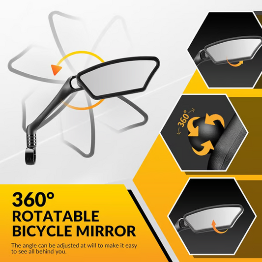 🛡️🚲 PROMO FLASH -50% ! Rétroviseur Grand Angle pour Vélo – Verre Incassable, Support Anti-Vibrations, Rotation 360°, Compatible Guidons 16-31,8mm, Idéal Vélo & Moto
