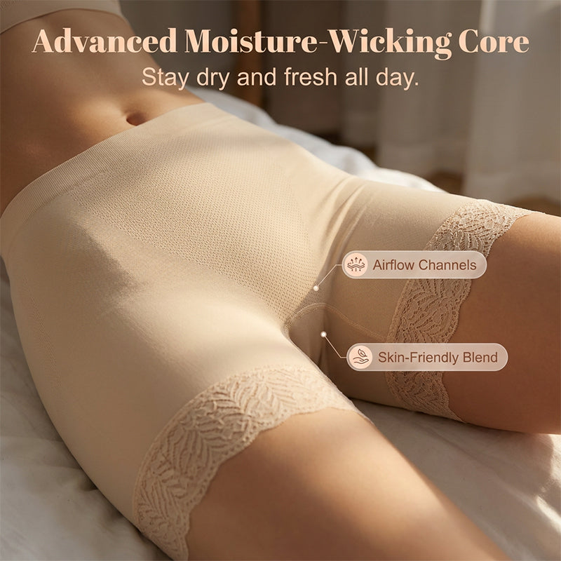 📢🌸 PROMO FLASH -50% ! Short Gainant Taille Haute Femme avec Dentelle – Contrôle Ventre Sans Couture, Anti-Frottement, Tissu Respirant, 4 Coloris, Taille Unique 🔥