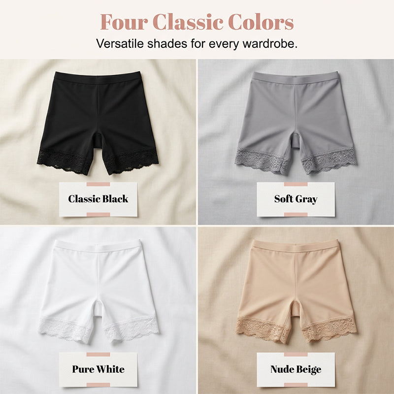 📢🌸 PROMO FLASH -50% ! Short Gainant Taille Haute Femme avec Dentelle – Contrôle Ventre Sans Couture, Anti-Frottement, Tissu Respirant, 4 Coloris, Taille Unique 🔥