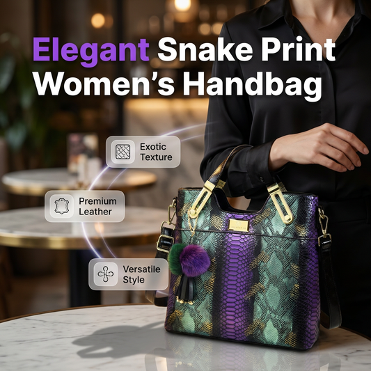 Sac cabas élégant en similicuir PU effet peau de serpent