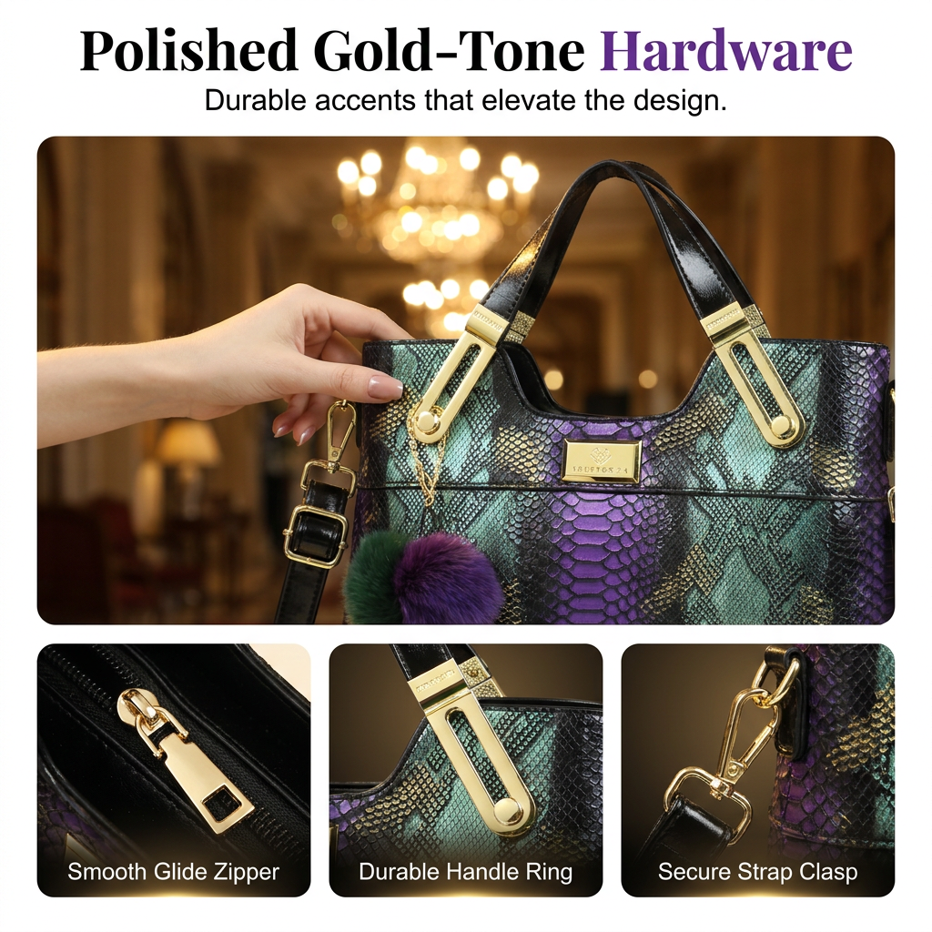 🏆LAST DAY SALE 50% OFF🔥Elegant Snakeskin PU Leather Tote Bag