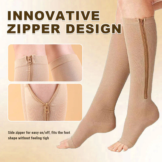 Chaussettes de sport de maintien montant jusqu'aux genoux avec fermeture à glissière