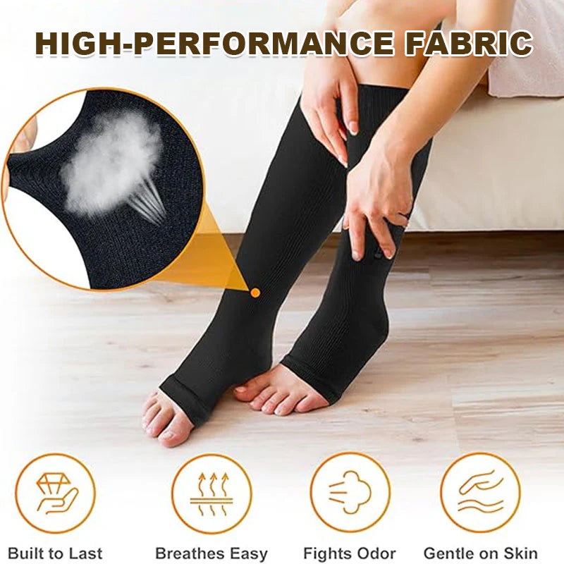 Chaussettes de sport de maintien montant jusqu'aux genoux avec fermeture à glissière
