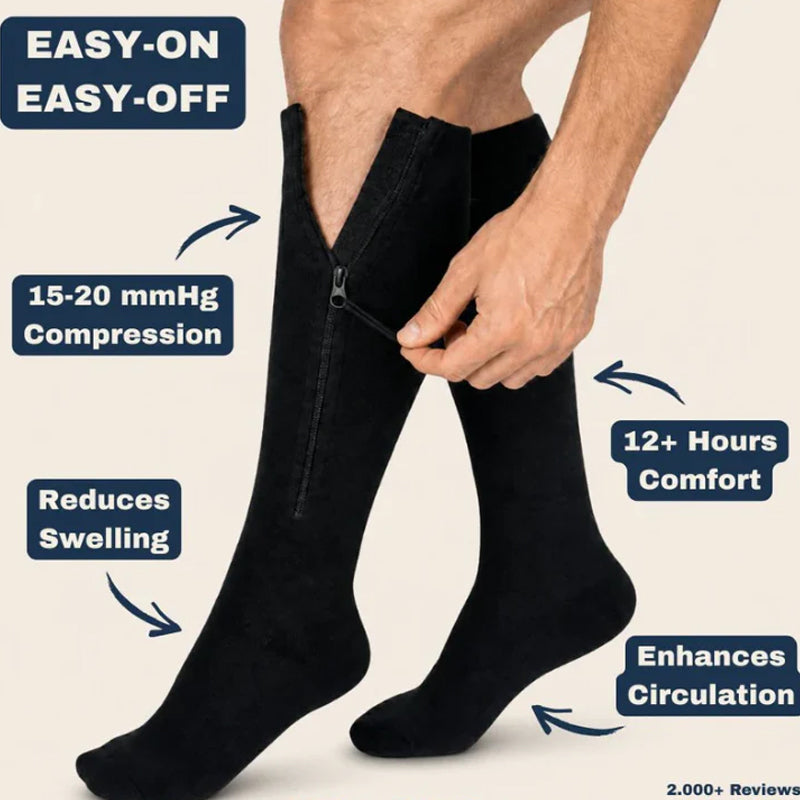 Chaussettes de sport de maintien montant jusqu'aux genoux avec fermeture à glissière