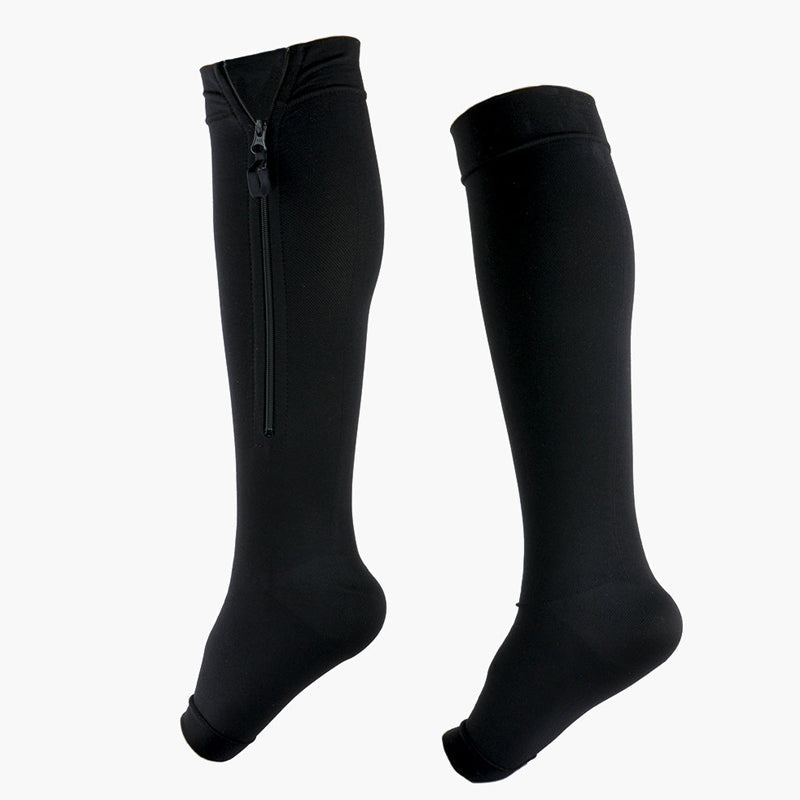 Chaussettes de sport de maintien montant jusqu'aux genoux avec fermeture à glissière