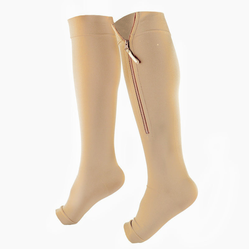 Chaussettes de sport de maintien montant jusqu'aux genoux avec fermeture à glissière