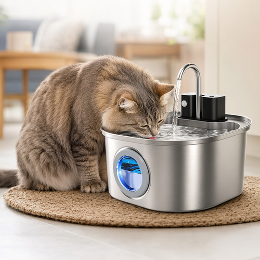 🐾 Soldes 2026 — Plus de 10 000 vendus!💧 Fontaine Eau Inox Chat & Chien – Filtration Intégrée & Silencieuse 🐱