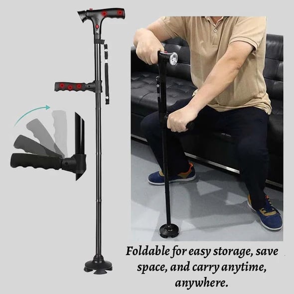 🧑‍🦳 Canne pliante multifonctionnelle – Compacte, réglable et stable, l’alliée discrète pour marcher en toute confiance, en ville comme à la campagne 🏙️🌳
