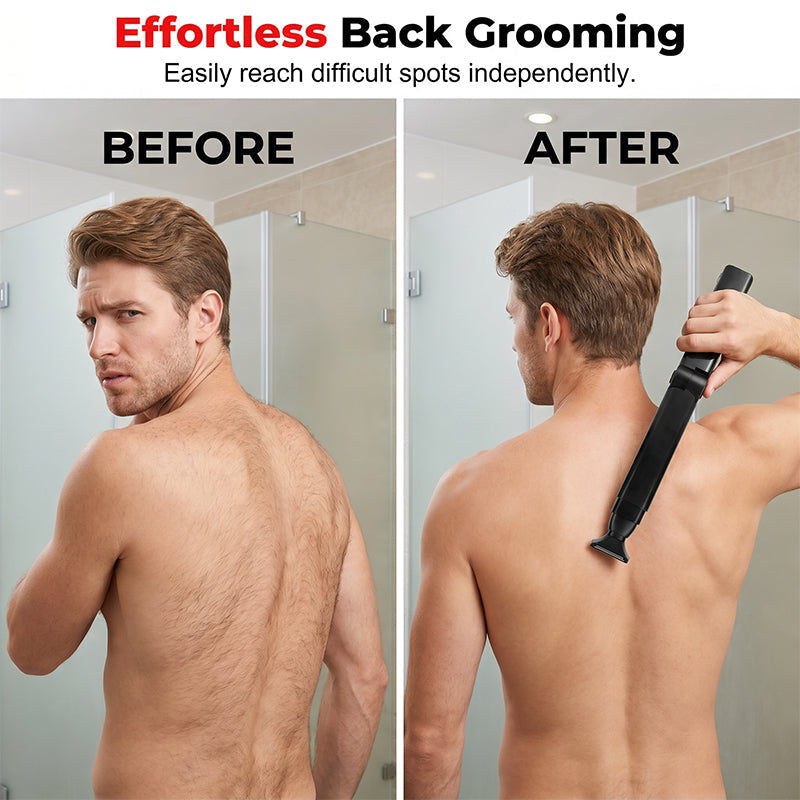 🥳💞 PLUS DE 50 000 EXEMPLAIRES VENDUS ! 🪒💪 50 % DE RÉDUCTION ! Tondeuse pour le corps « Reach-Anywhere » – Manche télescopique, têtes de précision. Tondez vous-même votre dos, votre torse et vos jambes – sans avoir besoin d’aide ! 🧔✨