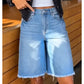🩳🌸 OFFRE LIMITÉE -50% | Short en Jean Taille Haute Femme – Denim Stretch Confort, Coupe Flatteuse & Franges Bohèmes ✨