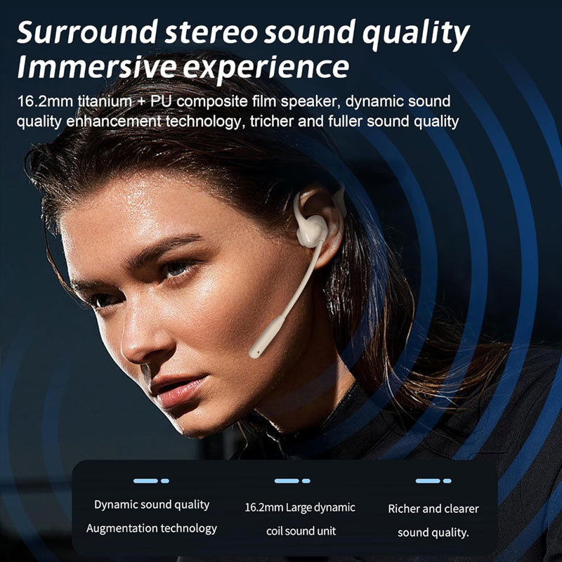 🎧🛒 -50% ! 🔊Casque Open-Ear Léger – Bluetooth 5.3, Micro Dual-DSP & Autonomie 11h.